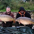 craig smith with a 24lb 6oz common his new (pb) common and Aaron smith with a 23lb 5oz mirror.